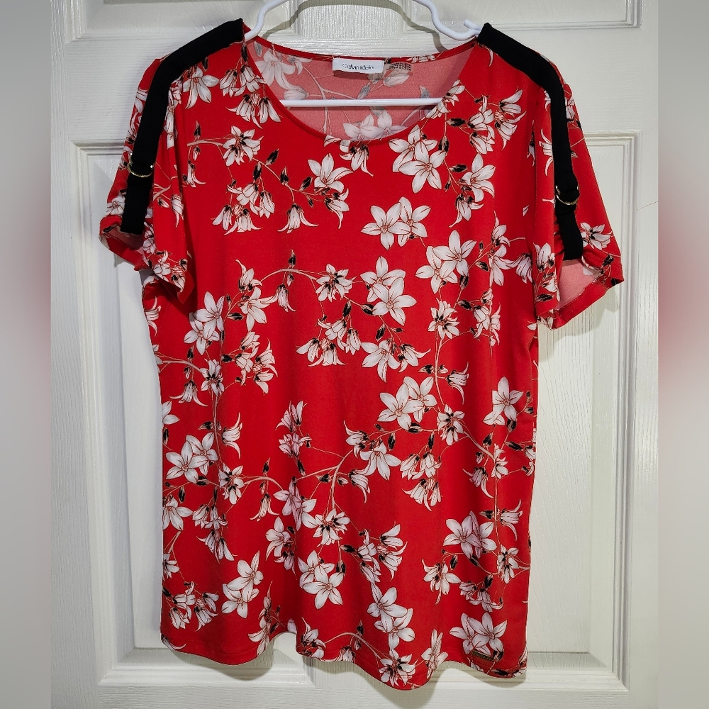 Calvin Klein Floral Red/orange Women's Top